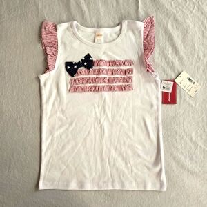 Gymboree Girls Embroidered Flag Sleeveless Ruffle Tank Top American Cutie 8